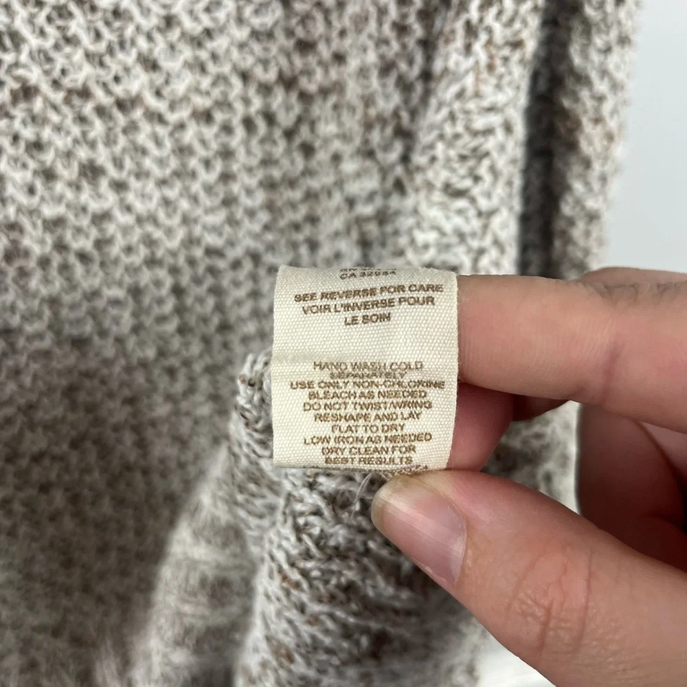 Free People Knit Sweater Cream Knit Bohemian Hooded Sweater Women’s Size large